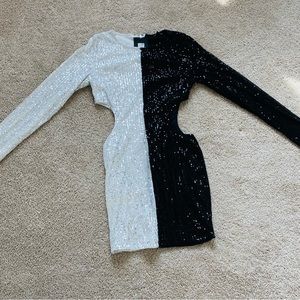 NWT FASHIONOVA COLOR BLOCK SEQUIN DRESS